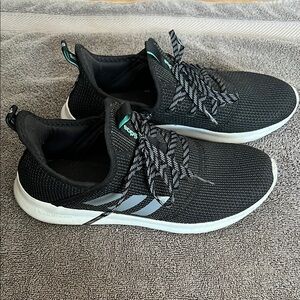 Adidas Black and White Sneakers with Knit Upper